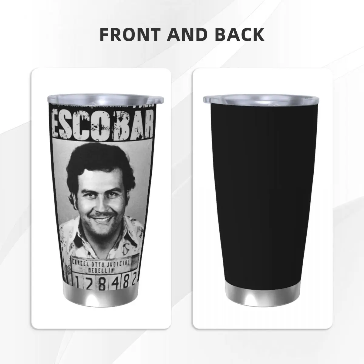 Pablo Escobar Scareface Luciano Capon Tumbler Vacuum Insulated Thermal Cup with Lid Straw Smoothie Tea Mug Spill Proof, 20oz