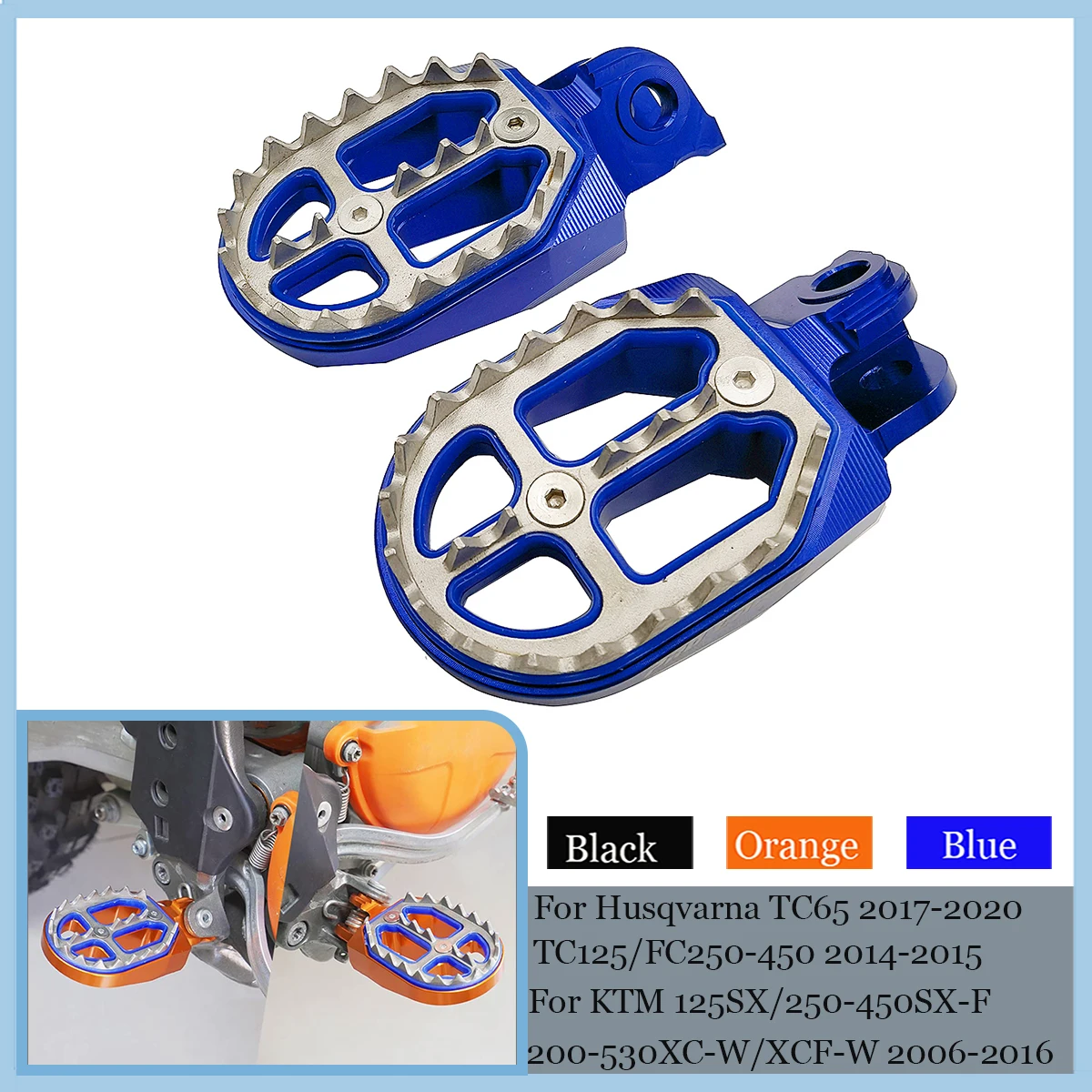 

For KTM 65 85 125 150 250 300 350 400 450 530 EXC EXCF SX SXF XCF XCW XCFW ADVENTURE Motorcycle Footpeg Foot Pegs Pedals Rests