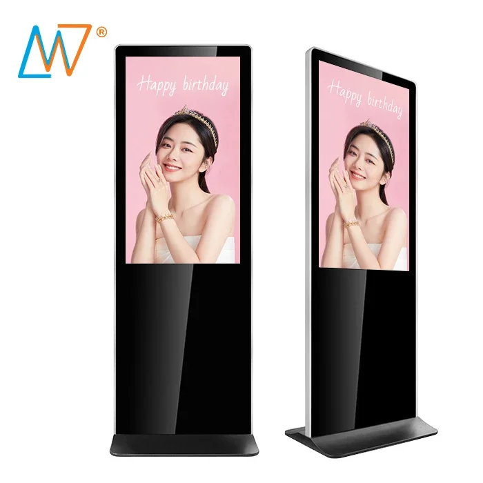 Factory OEM 43 49 55 Inch Android Floor Stand Totem Advertising Display Lcd Digital Signage Player Kiosk Touch Screen