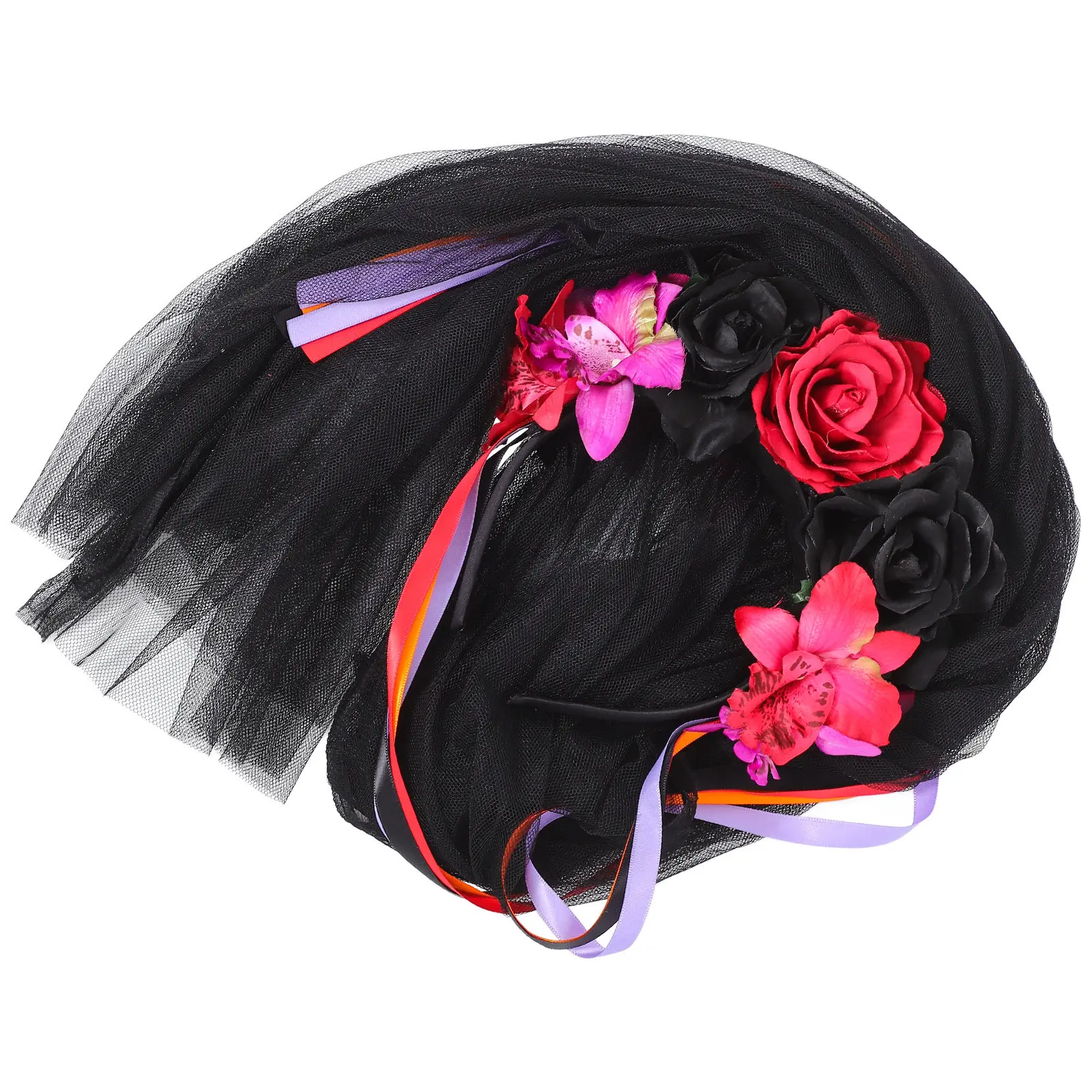 

Черно-красная повязка на голову с розами для Хэллоуина, обруч для волос для женщин, универсальный размер, аксессуар для вечеринок, костюмов, косплея, декор, повязка на голову для Хэллоуина