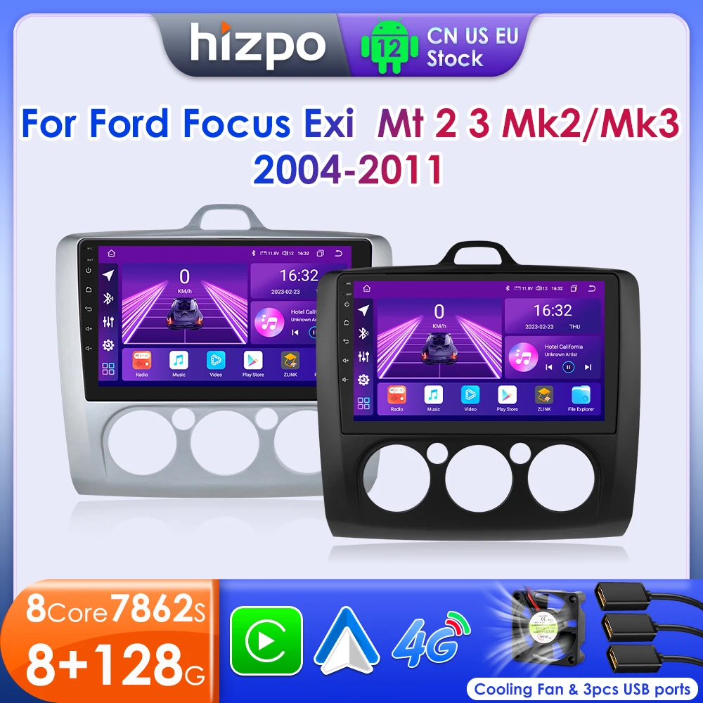 

Hizpo 9" 2 Din Car Radio for Focus Exi MT 2 3 MK2/MK3 Multimedia Player Android 12 GPS Navigation Head Unit Stereo 4G+WiFi BT