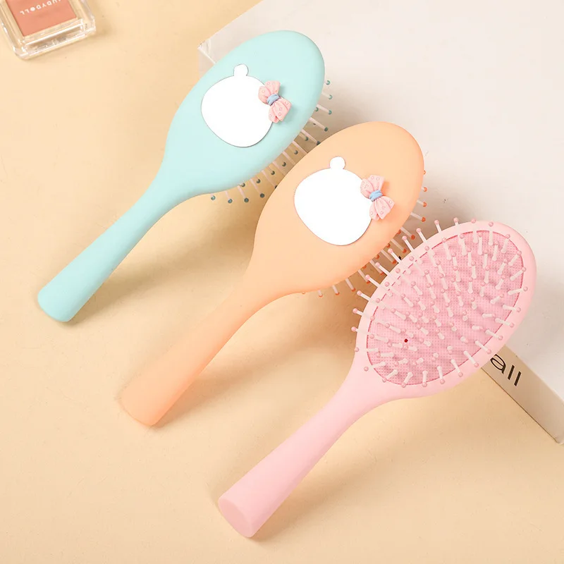 Onigiri bear with mirror airbag massage comb students girl heart home dormitory hair comb Ms. cute smooth hair comb