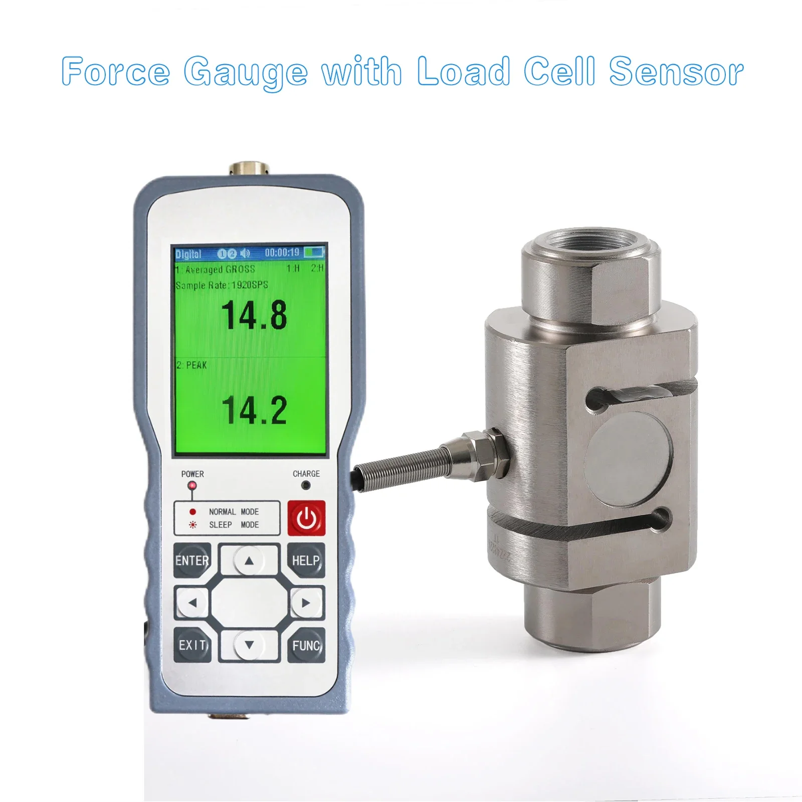 Digital Force Gauge with S Type Load Cell Sensor,Test Force Weight Pressure Push Pull Gauge,Peak/Track Mode ± 0.05%F.S