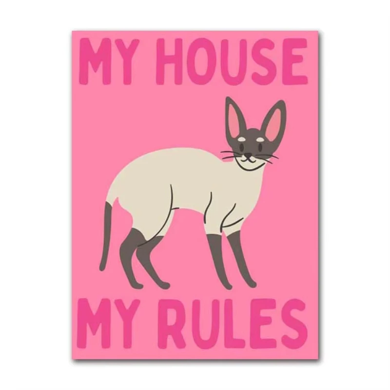 Retro Fun Minimalist Cat Decorative Art Playful Abstract Line Cat Canvas Print Home Cat Cafe Decor Perfect Gift