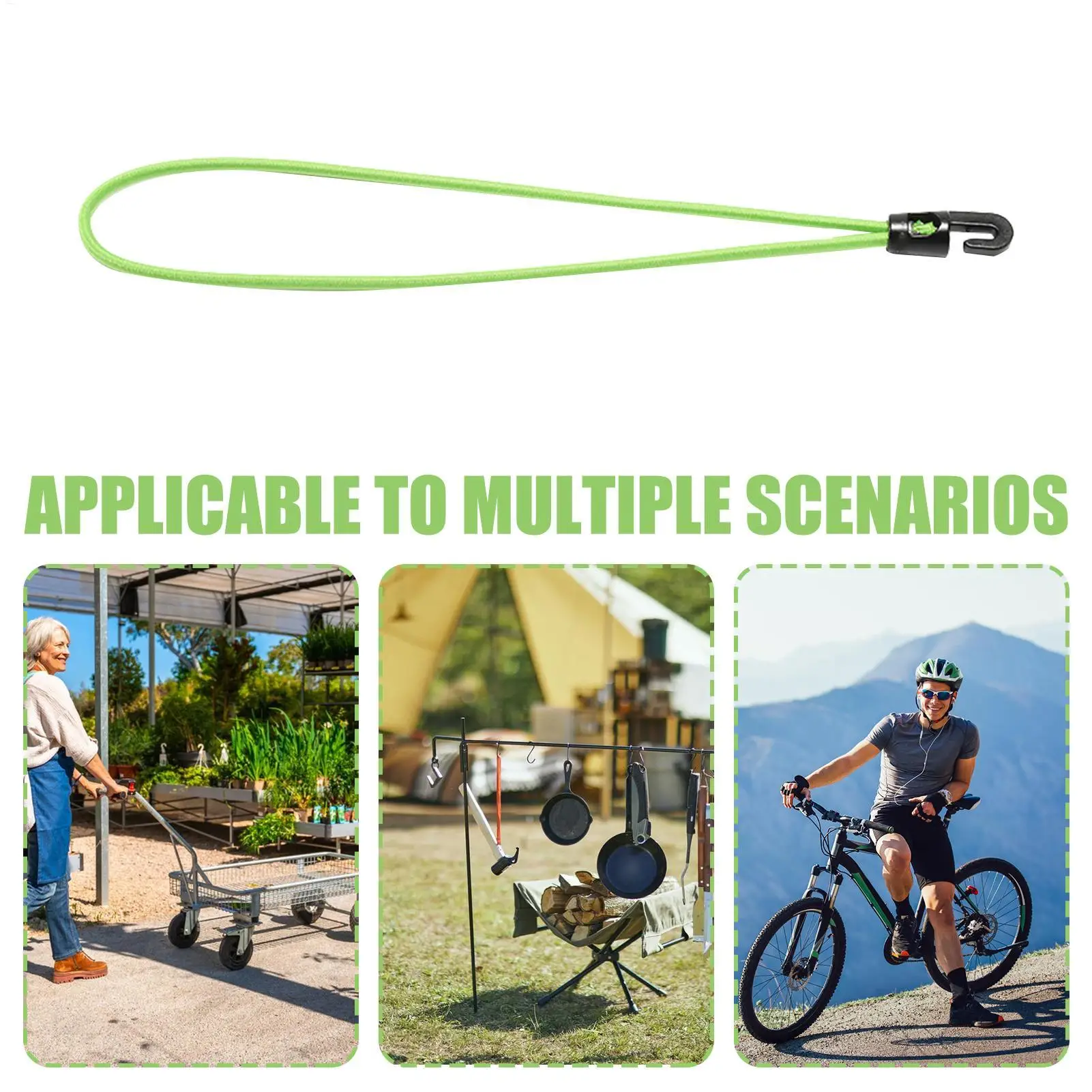 

Tie Cord with Hook Elastic Stretch Tie Cord Outside Activities Organizing Straps Prevent Slippage Gears for Boating Camping