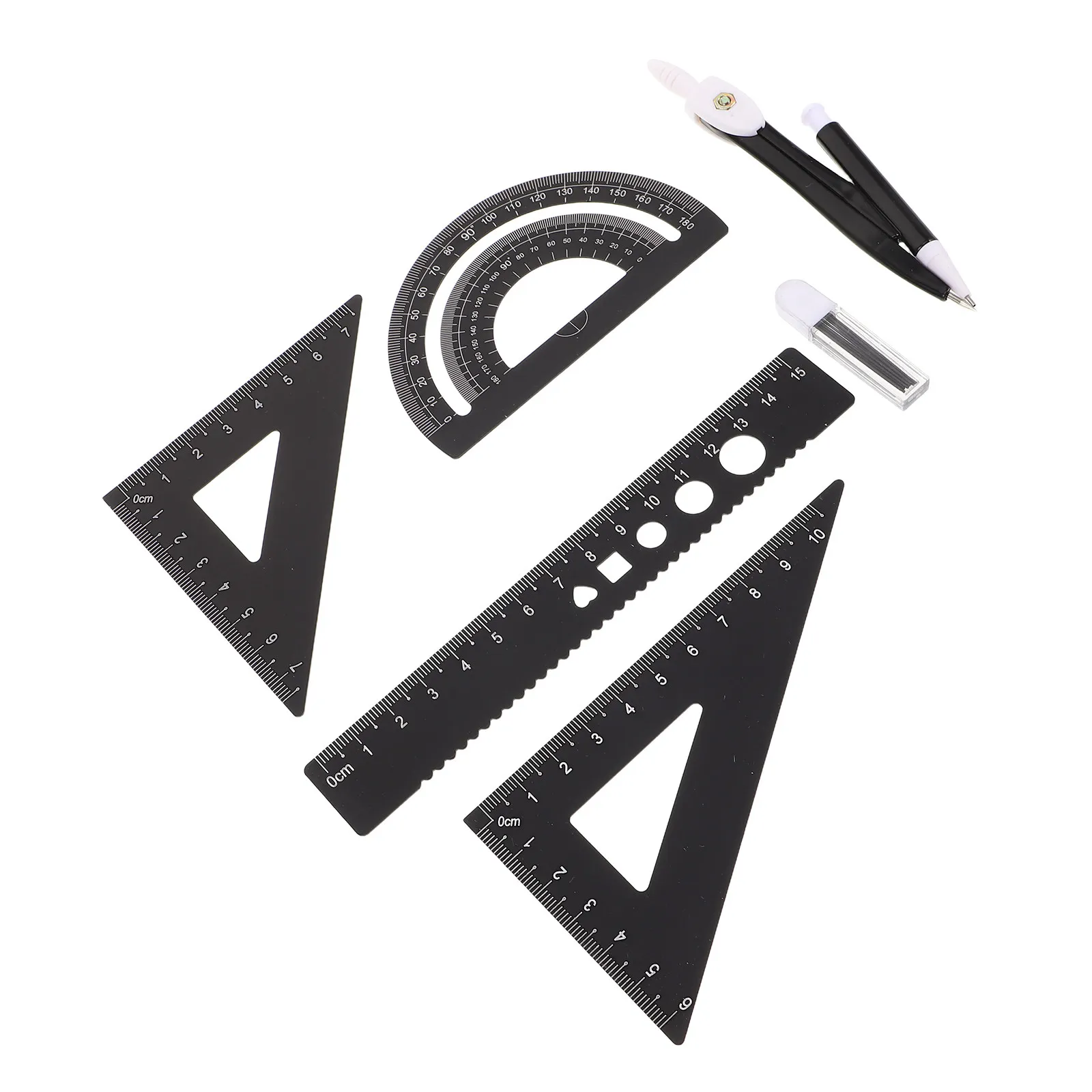 

Набор геометрических линеек из алюминиевого сплава, черный, многофункциональный, прецизионный, для черчения, с циркулем и транспортиром, инженерный набор для рисования