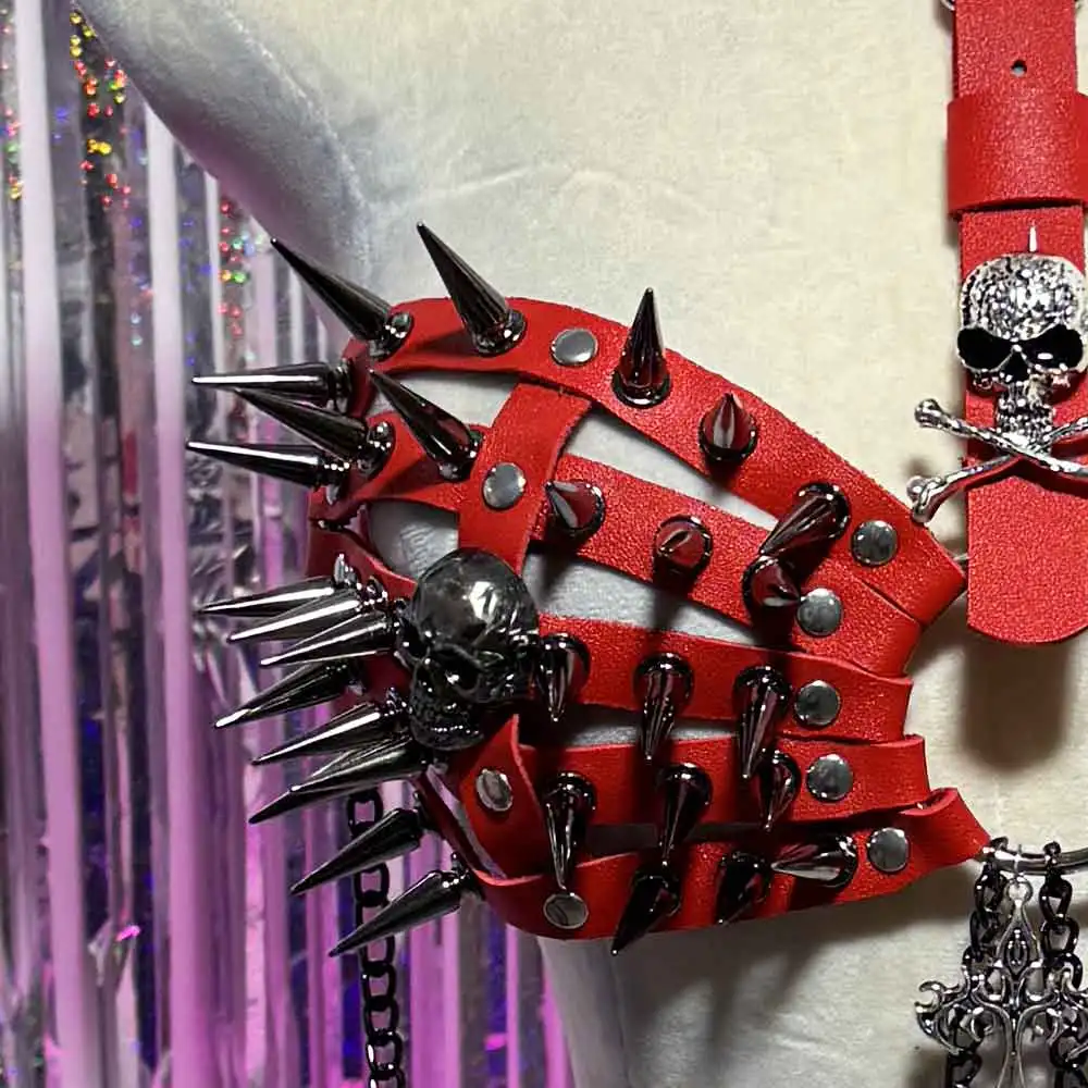 Gothic Emo Punk Woman Top with Spikes Goth Grunge PU Leather Tank Y2K Alternative Clothing Sexy ALT Party Club Wear for Women