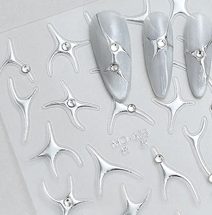 Onregelmatige bronzing lijnen Franse nail art stickers zilverachtige graffiti streep ontwerp zelfklevende stickers geometrie lijn sliders