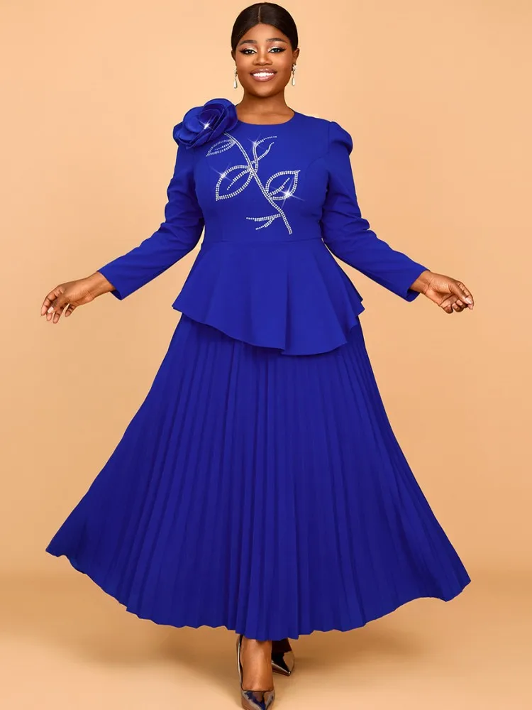 

African Dresses For Women Elegant Polyester 2025 New Muslim Fashion Abayas Dashiki Robe Kaftan Long Sleeve Dress Turkish Africa