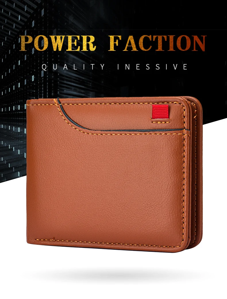 Ultradünne Mini-Kurzbrieftasche für Herren mit Ausweis, Bankkartensteckplatz und Fotofenster, Business-Casual-Geldbörse für junge Männer – Detail 2