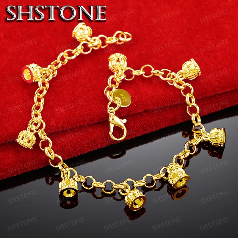18K Gold Crown Chain Bracelets For Woman Party Engagement Wedding Fashion Charm Jewelry Christmas Gifts