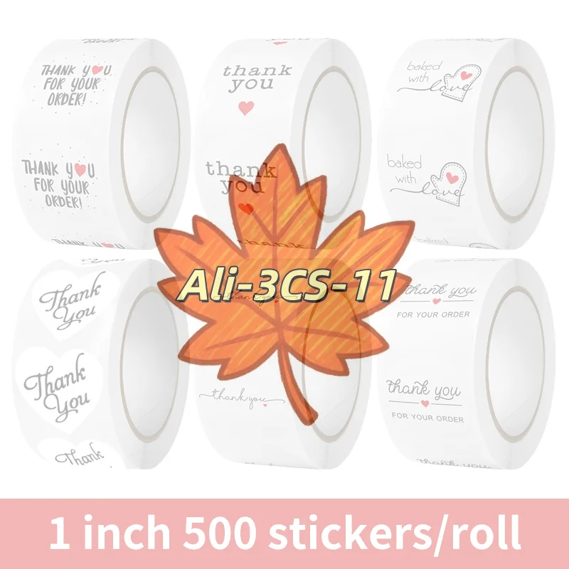 

500Pcs /Roll 25mm Black Thank You Stickers Kraft Paper Sticker For Baking Wedding Decor Birthday Party Gift Sealing Sticker
