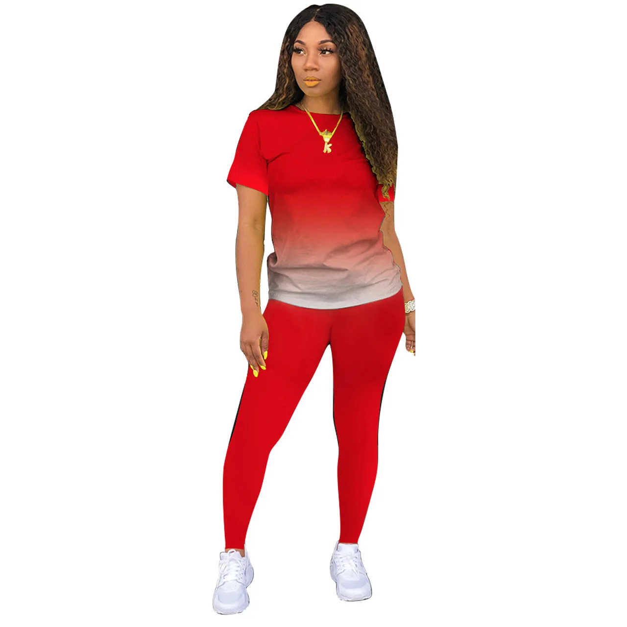 Women's Fashion Women's 2 Piece Set Jogging Suit Casual Pullover Tracksuit Sportswear Long Pants Summer Outfits Large Size