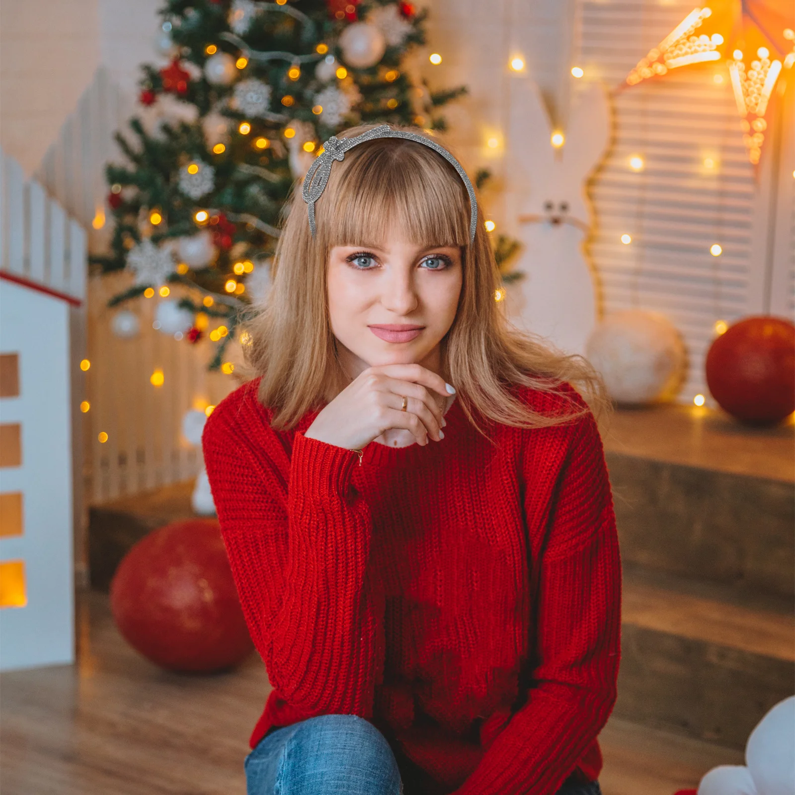 Rhinestone Headband Bow Hair Band For Women Wedding Bride Party Prom Formal Event Hair Accessory Bridal Headdress