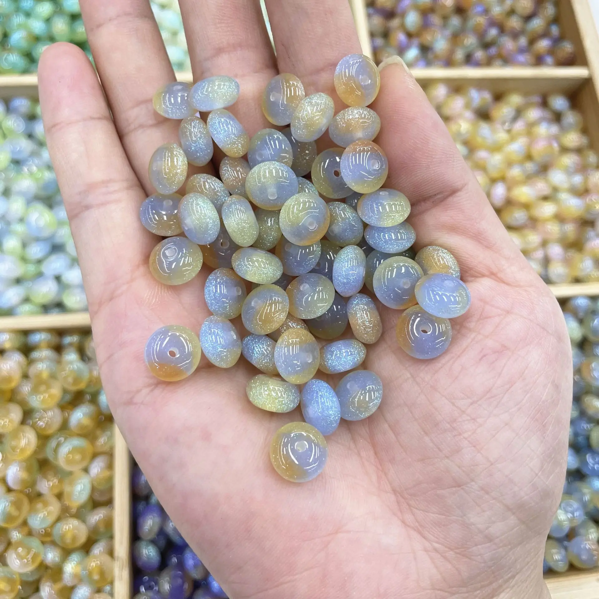 50PCS Resin Elliptical Gradient Cloud Color Beads For Jewelry Making Interval Beads Necklace Bracelet Craft DIY Supplies image 5