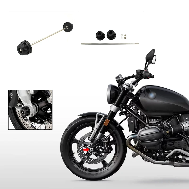 For BMW R 12 NINE T R12 NINET R12 2023 2024- Motorcycle Front Wheel Protector Axle Fork Crash Slider