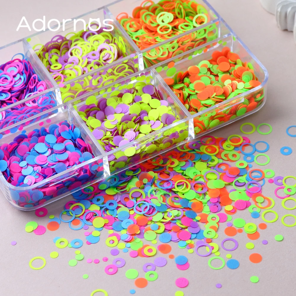 Colorful Bubble Round Sequins Manicure Decoration Neon Circle Nail Art Glitter Flakes DIY Resin Fillings Crafts Accessories