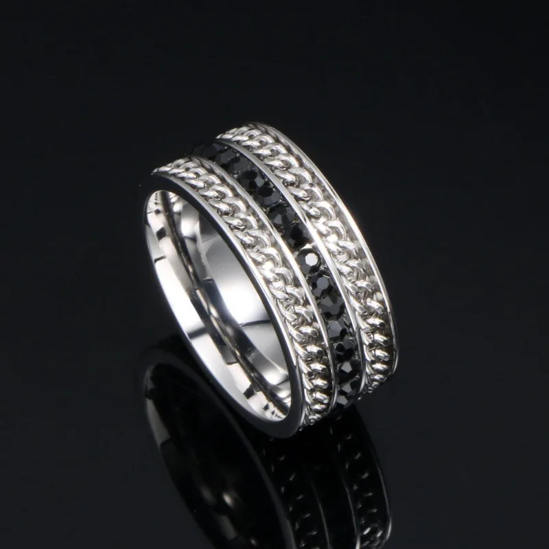 مجوهرات الرياح سايكو التيتانيوم الصلب خاتم الماس سلسلة حلقة الشرير الصخرة الذيل الدائري وجع SA1014