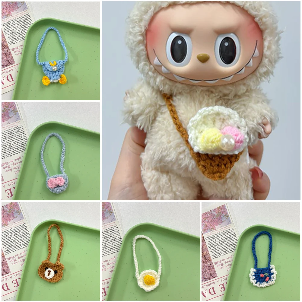 手作りニットミニクロスバッグラブブジョーカーベア BJD ぬいぐるみクロスボディかぎ針編み装飾かばんギフト