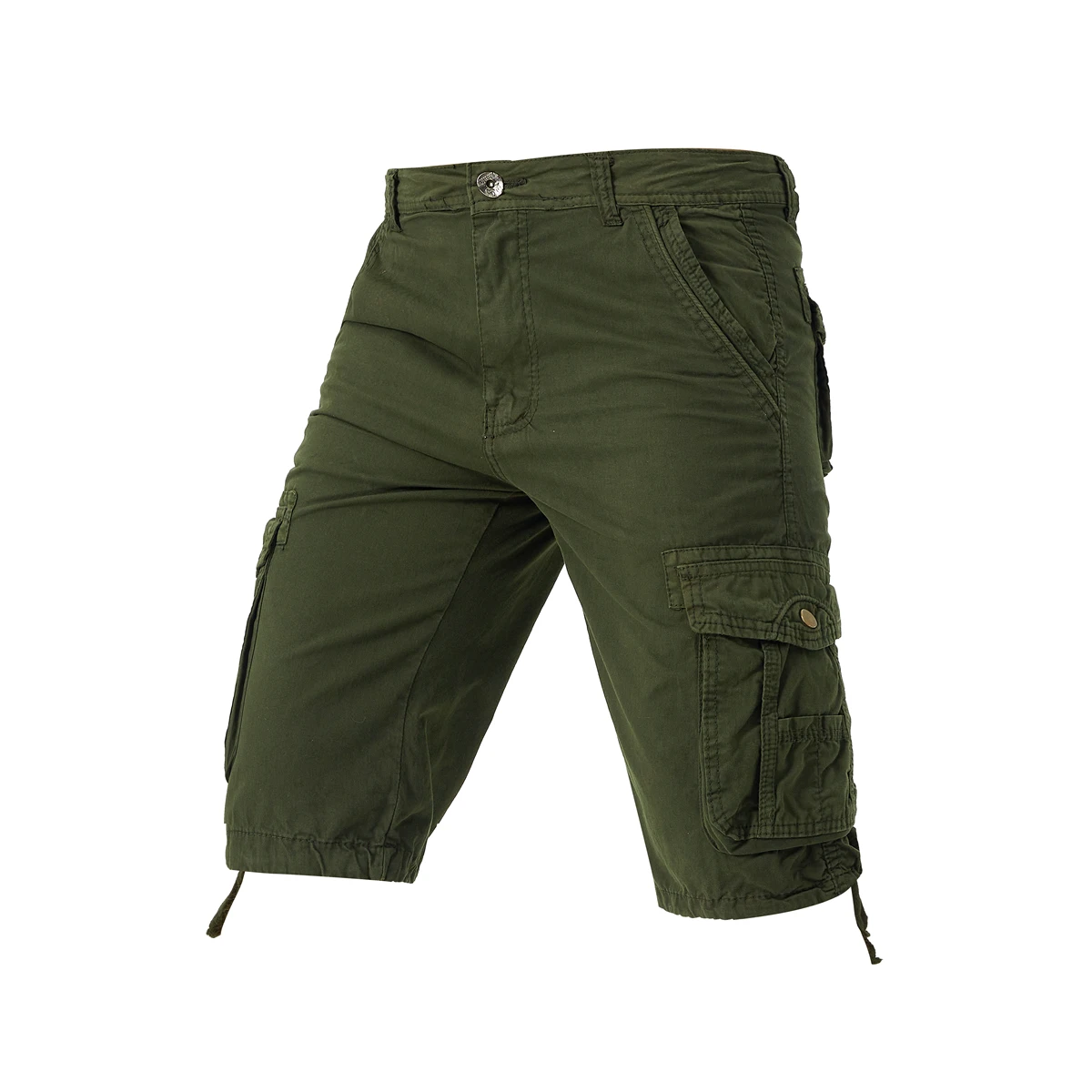 Shorts militares de algodão masculino camuflado, calças largas, curto casual, sem cinto, verão, 2024