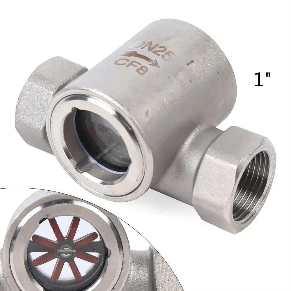 

1" NPT Stainless Female Thread Sight Water Flow Indicator W/Plastic Impeller