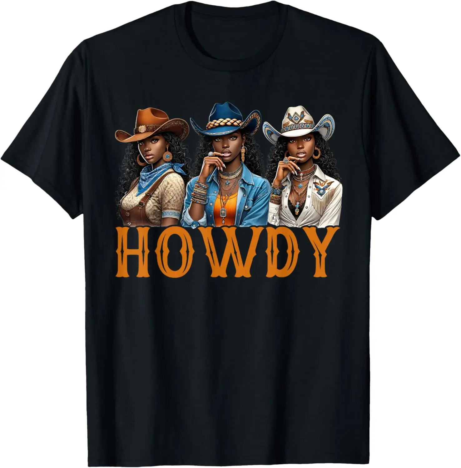 Howdy Western Rodeo Melanin Black Cowgirl African American T-Shirt