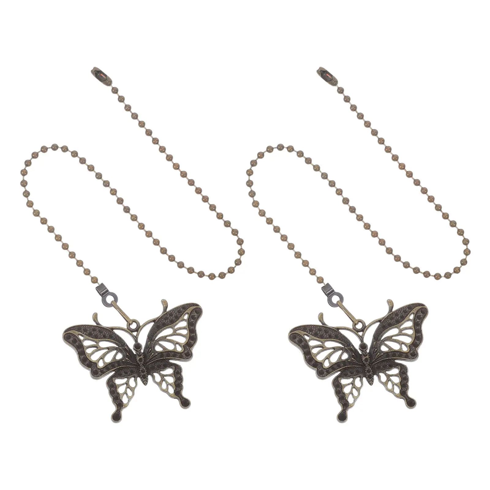 

2Pcs Butterfly Ceiling Fan Pull Chain Extension Alloy Vintage Style Hollow Pendant Decorative Fan Pulls Cord for Lighting Lamp