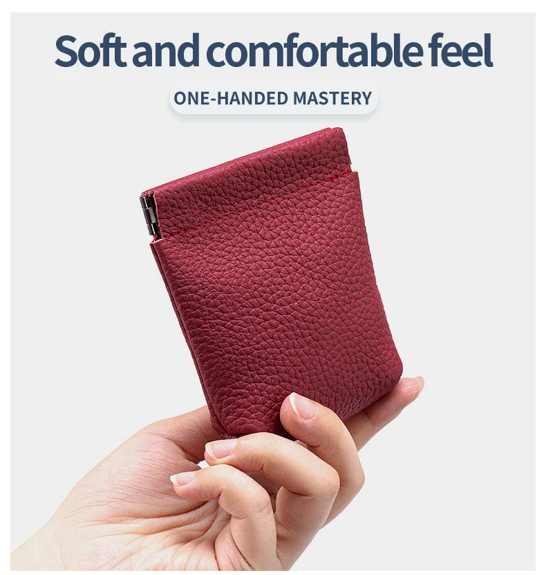 Echtes Leder Mini Kieselstein Geldbörse Brieftasche Schlüssel Tasche Tragbare Kopfhörer Schrapnell Lagerung Lippenstift Karte Halter Beutel Männer Frauen – Detail 6