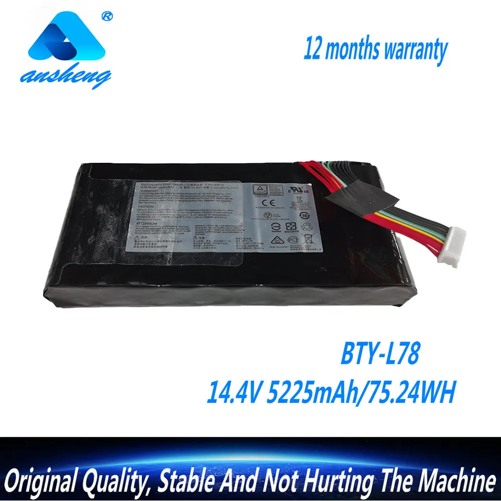 

Genuine BTY-L78 Laptop Battery For MSI GT62 GT62VR GT80 GT80S GT73 GT73VR GT83 GT83VR GT75 GT75VR MS-1812 MS-1814 5225mAh