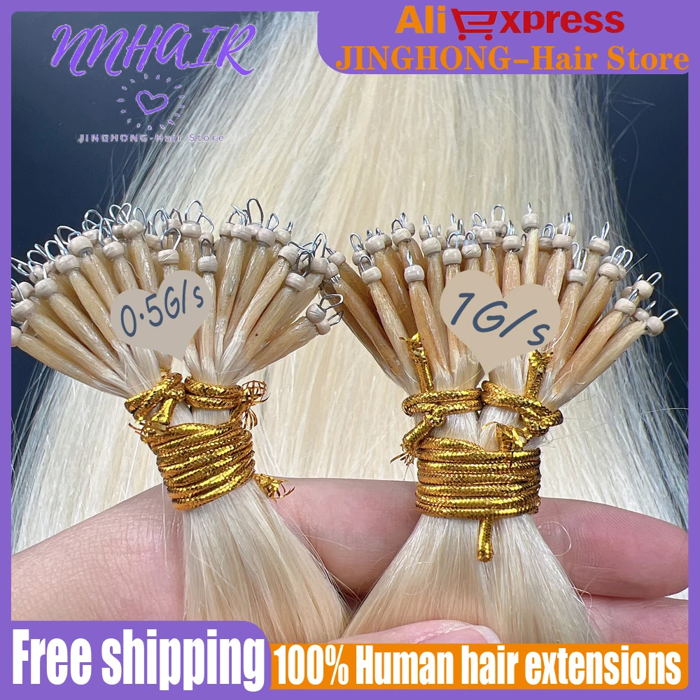 NNHAIR 18Inches-20Inches 100% Human Straight Hair Extensions Tip Nano Rings Remy Hair Extensions  0.5G/S-1G/S