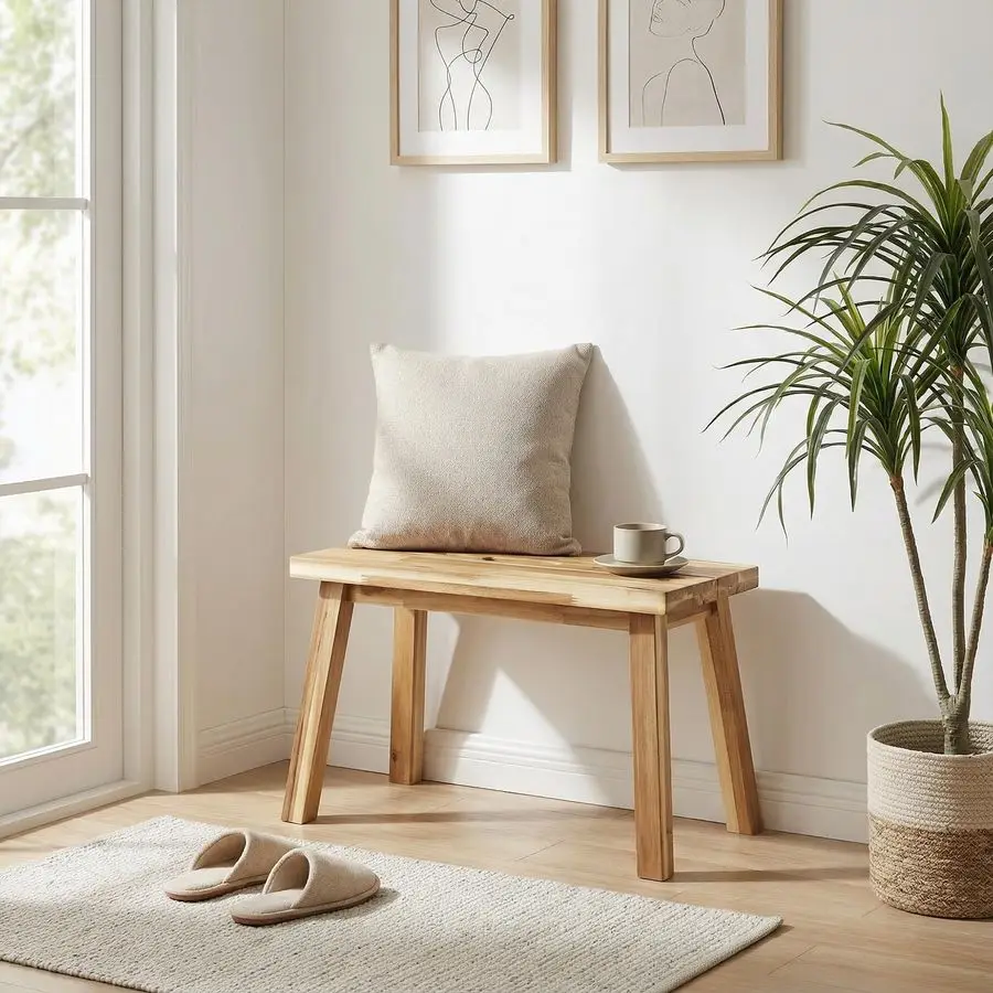 

Solid Wood Bench for Entryway, Make Up Bench, Bed Bench, Dining, Plant Stand Wooden Bench Indoor 26 inches