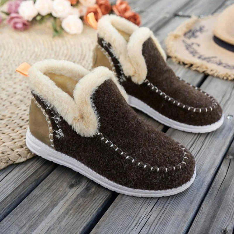 Hot Sale One Kick Women's Boots Warm Fur Winter Shoes for Women Ladies Ankle Boots Snow Boots Female Cotton Shoes Zapatos Mujer