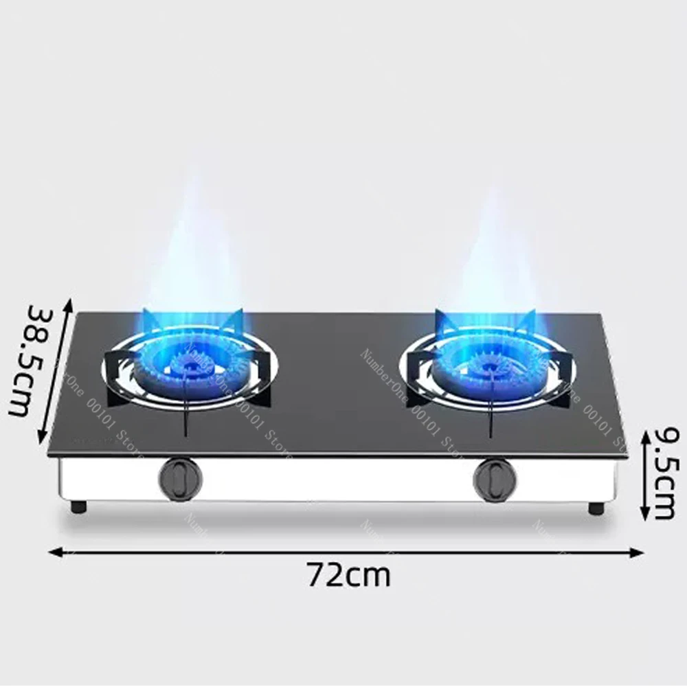 Household Doube Cooktop Desktop Gas Stove Natural Liquefied Gas Timing Stove Double-Hole Fierce Fire Kitchen Cooker Tool