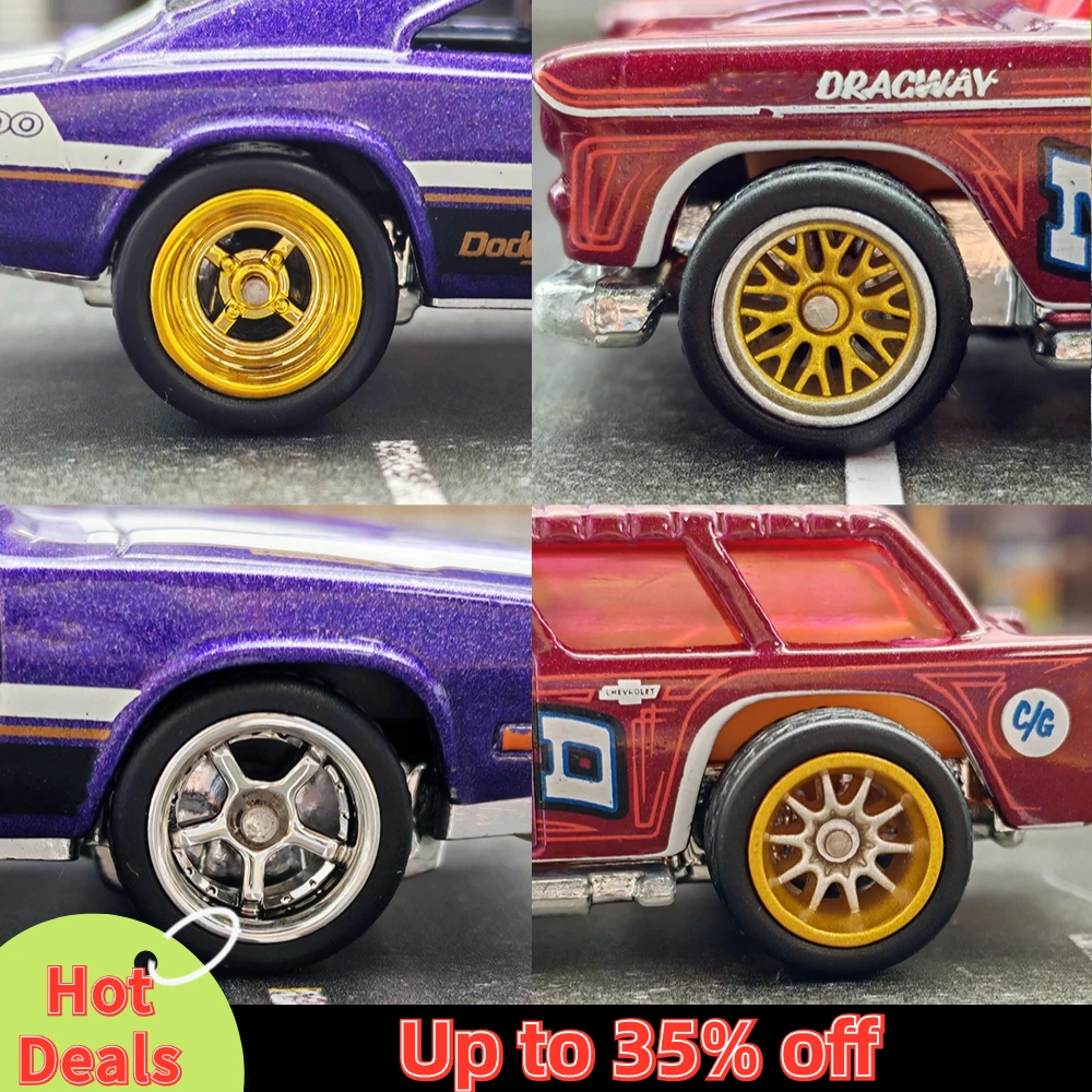 1/64 Wheels with Rubber Detachable tread pattern Tires Refitting Parts for Model car Hot Wheels Matchbox Tomica D:11mm+13mm 1Set