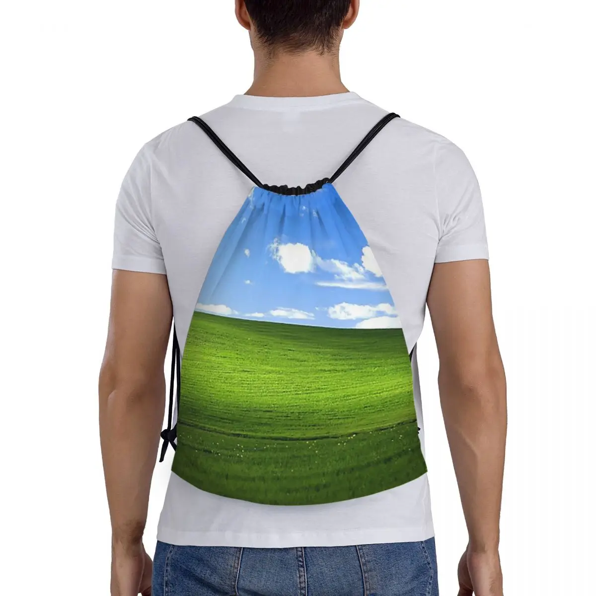 

Windows XP Wallpaper Backpacks Multi-function Portable Drawstring Bags Storage Bag Book Bags For Man Woman Students