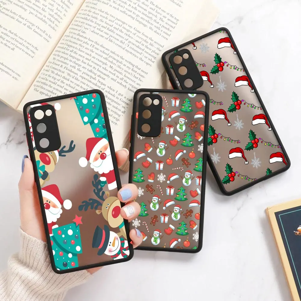 

Phone Case For Samsung Galaxy A56 A55 A54 A52 A17 5G A07 A06 A36 A32 A34 A25 A26 A72 A13 Hard Matte Cover Christmas Snowman Tree