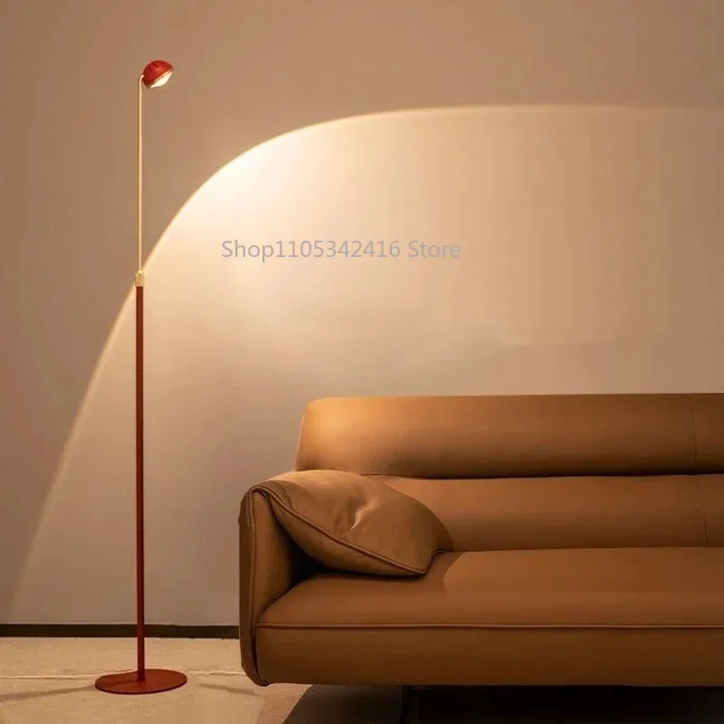 LampadaireRouge Style Nordique Simple, Lumière sur Pied Réglable (Hauteur/Angle) – Décoration Maison avec Protection Oculaire