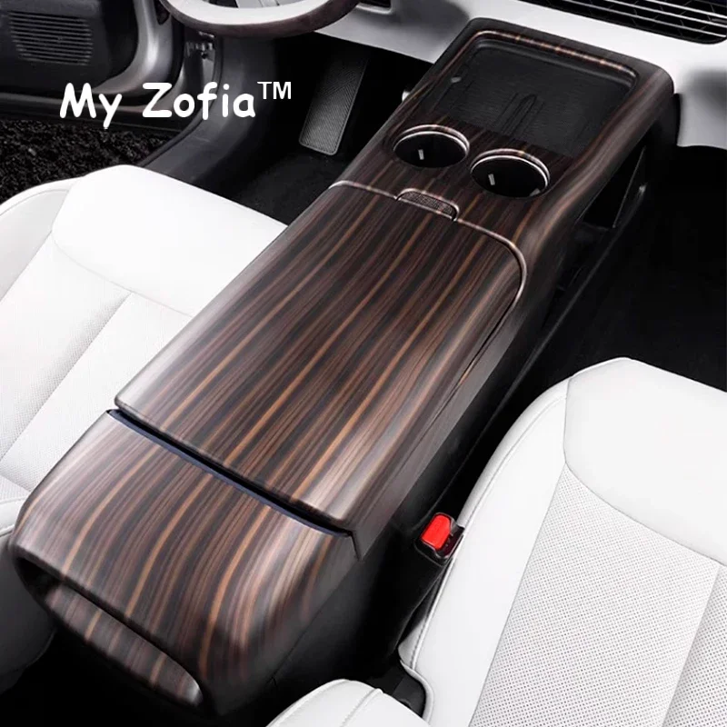 

For Xpeng G6 2024 2025 2026 Car Carbon Fiber Wood Grain Decorative Stickers Protective Center Console Armrest Box Accessories