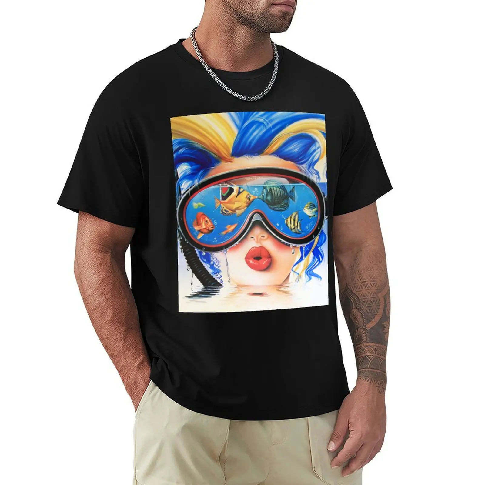 Camiseta Retro de los años 80 Tempered Summer Vibes Airbrush, camiseta de manga corta de talla grande