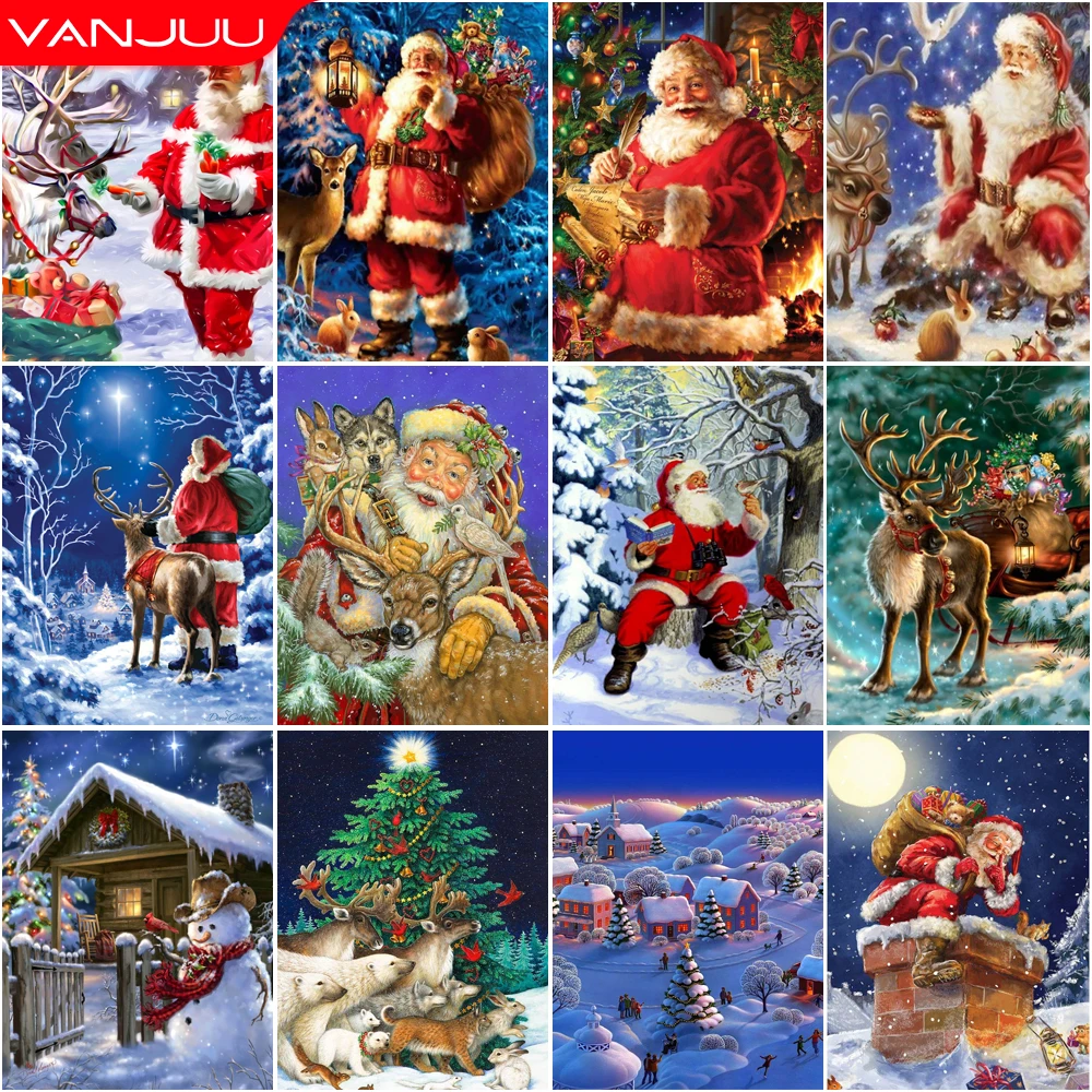 

Christmas 5D DIY Diamond Painting Santa Claus Elk New Year Diamond Mosaic Diamond Embroidery Cross Stitch Kit Home Decor Gift