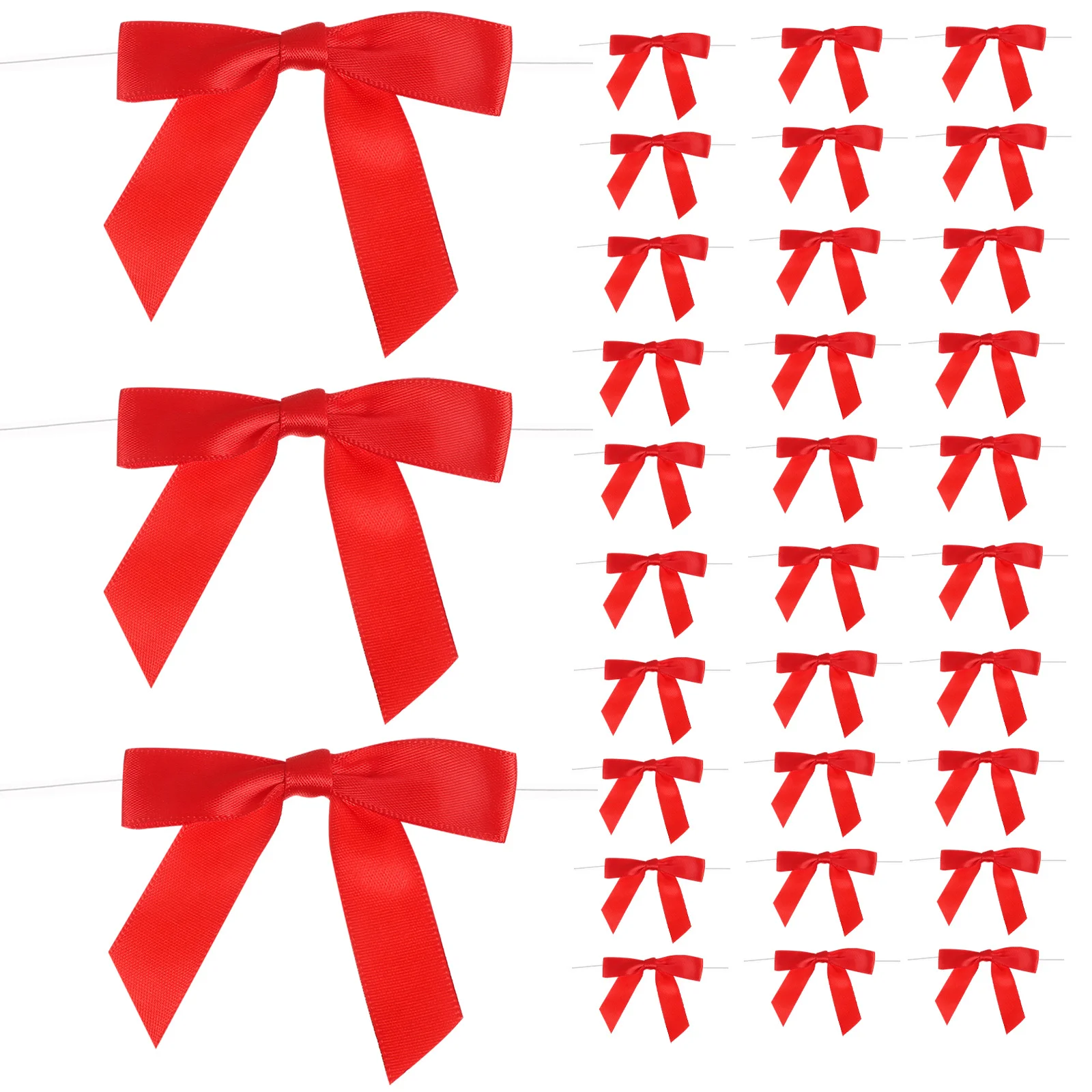 

50Pcs Elegant Polyester Ribbon Bows Small Decorative Bowknots for Present Wrapping Wedding Party DIY Crafts Red Mini Fabric Bows