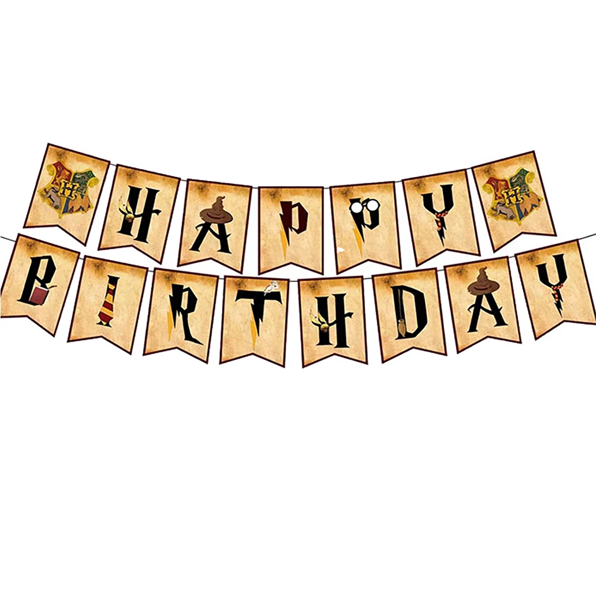 

Harry Potter Birthday Banner, Hogwarts Wizard Theme Party Pennant Decorations