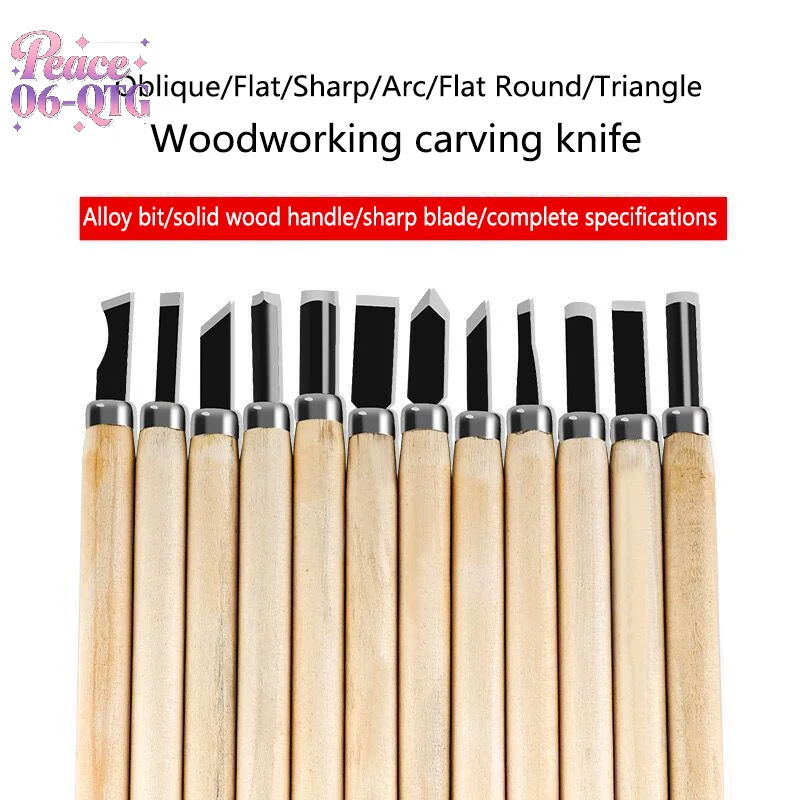 12pcHandmade woodworking carving Wood Carving Chisels Set For Basic Cutting&Detailed Woodworking DIY Hand Tools Gouges Knife Kit