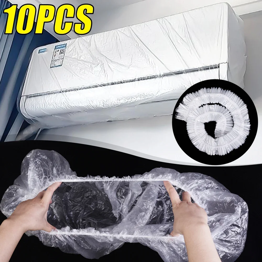 1/10pcs Disposable Air Conditioning Dust Cover PE Transparent Air Conditioner Protection Cover Universal Hanging Dustproof Cover