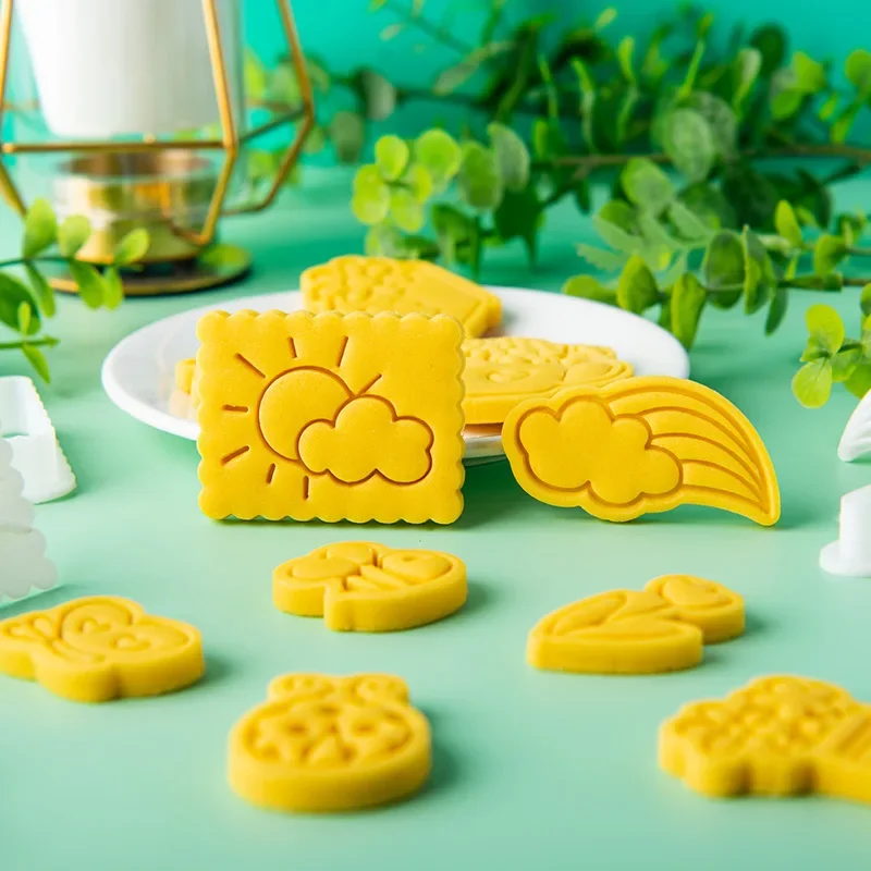 Cartoon Spring Easter Party Biscuit Mould Cute Bee Flower Rabbit Cookies Cutter Fondant Press Mould Diy Household Baking Tools