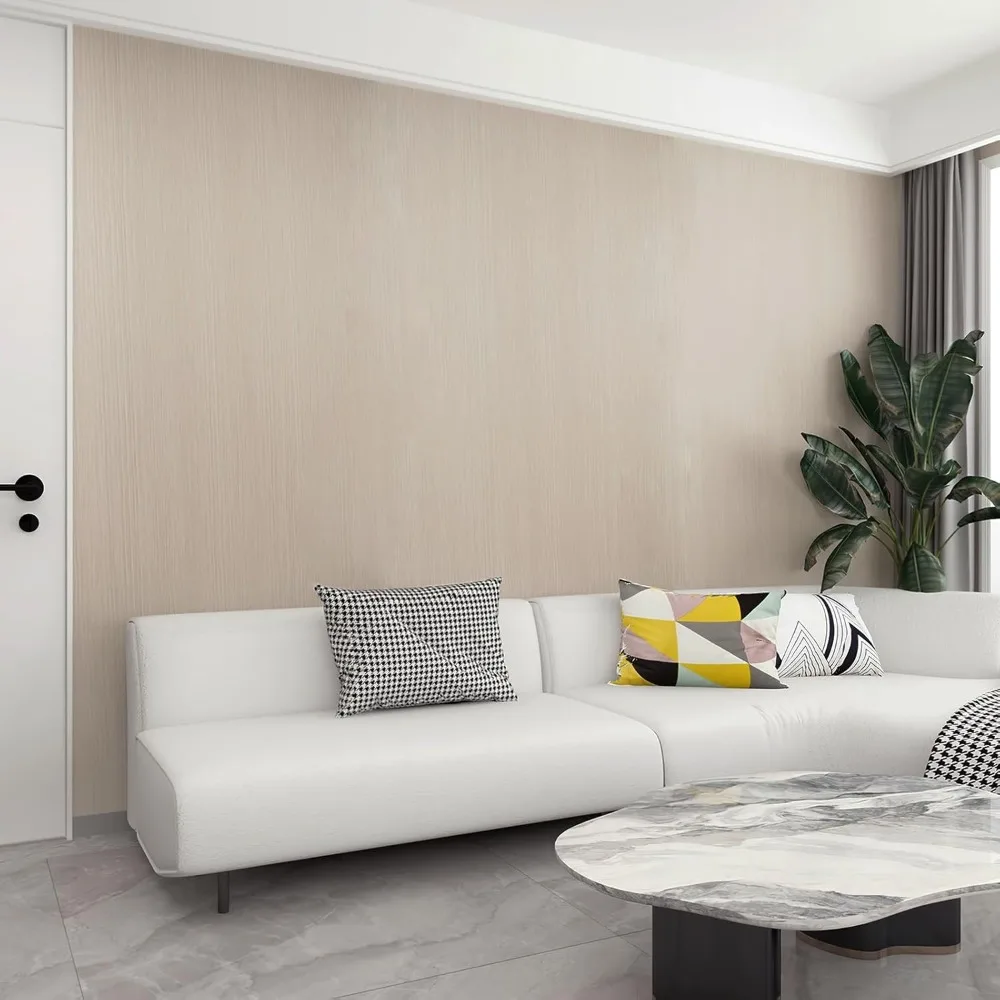 31x354 ورق جدران من الخشب البيج قابل للتقشير واللصق ورق اتصال حديث من الخشب الصناعي مقاوم للماء ورق اتصال ذاتي اللصق من الخشب الخفيف