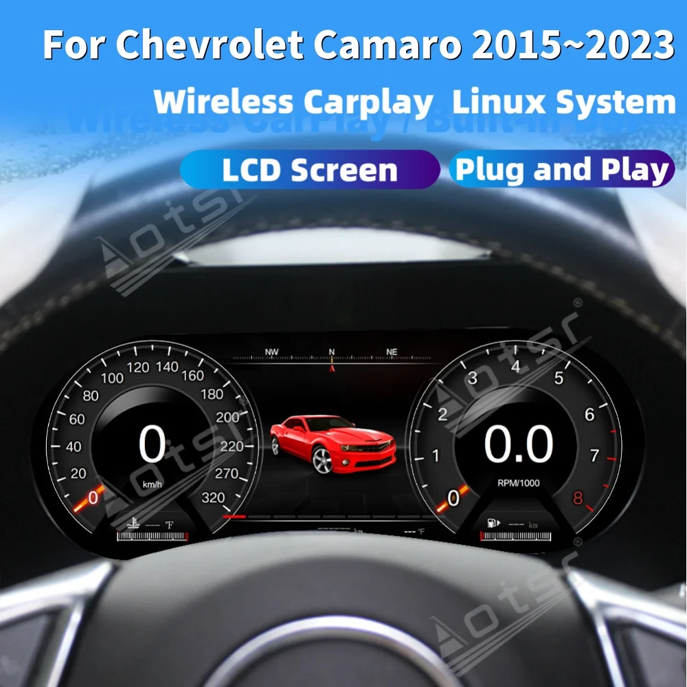 

For Chevrolet Camaro 2015~2023 Virtual Cockpit Carplay Speed Meter LCD Cluster Instrument Panel Multimedia Player Dashboard