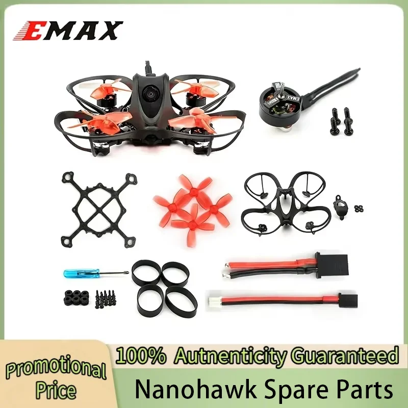 EMAX Nanohawk Spare Parts Replacement Frame Bottom Plate Hardware Kit 0802 19000KV Motor Propeller Power Lead Charger Adapter