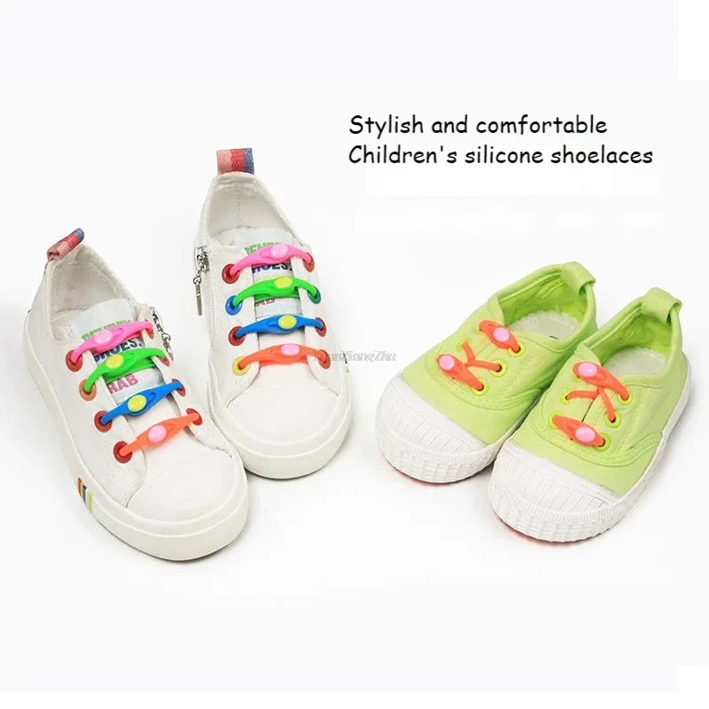 12 Pcs Silicon Elastic Laces Sneakers Shoelaces Without Ties Rubber Band for Casual Shoes Men Women Sport Shoes Lazy Accessories