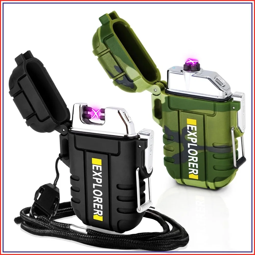

2 Pack USB Rechargeable Plasma Lighter, Windproof & Waterproof, Flameless Arc for Camping, Hiking, Adventure